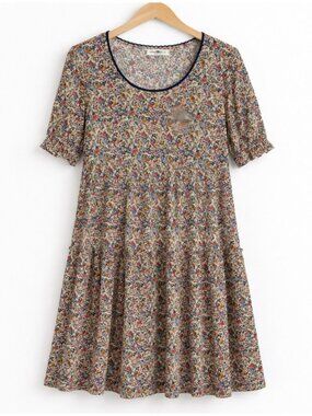 Natural Life Collette Mini Dress Size L Floral Print Puff Sleeve Tiered
